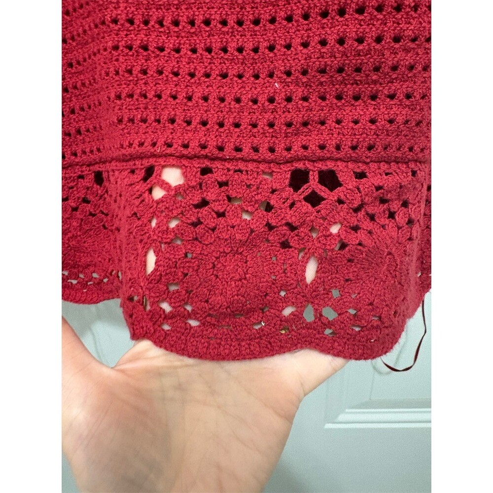 Universal Thread Womens Crochet Knit Tank Top Flutter Sleeve Red Size L - Picture 5 of 8